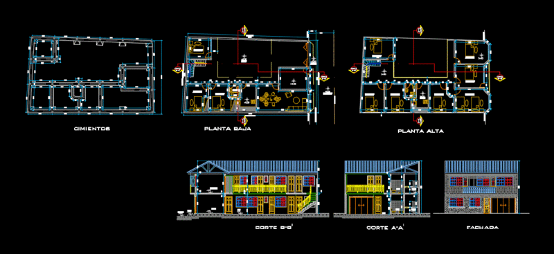 Family Housing DWG Block for AutoCAD