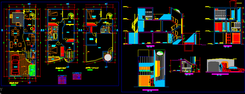 Family Housing DWG Block for AutoCAD