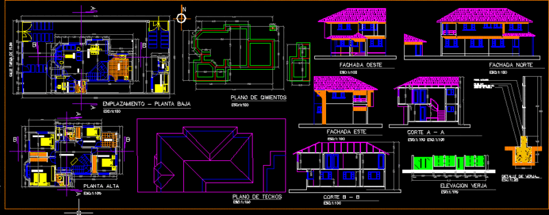 Family Housing DWG Section for AutoCAD
