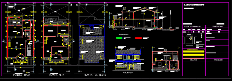Family Housing DWG Section for AutoCAD