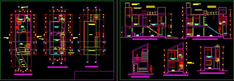 Family Housing DWG Section for AutoCAD