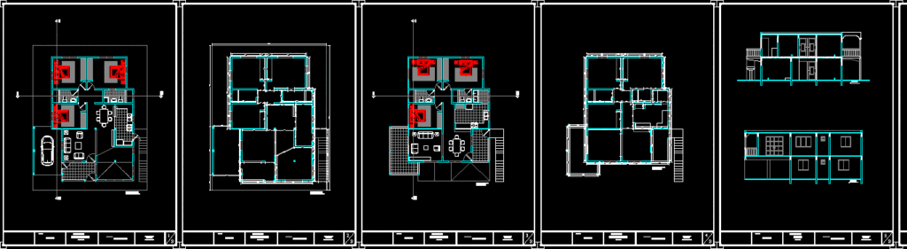 Family Housing DWG Section for AutoCAD