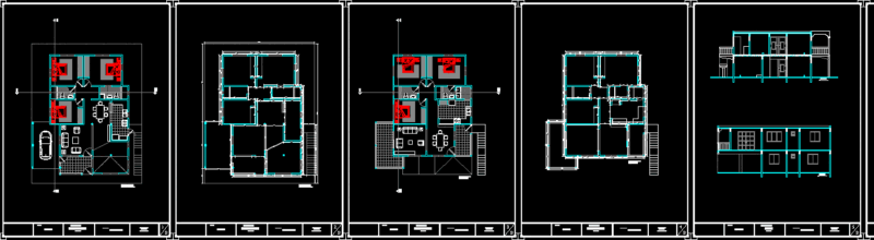 Family Housing DWG Section for AutoCAD