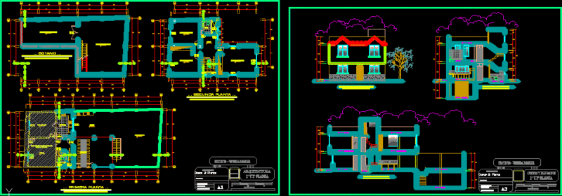 Family Housing DWG Section for AutoCAD