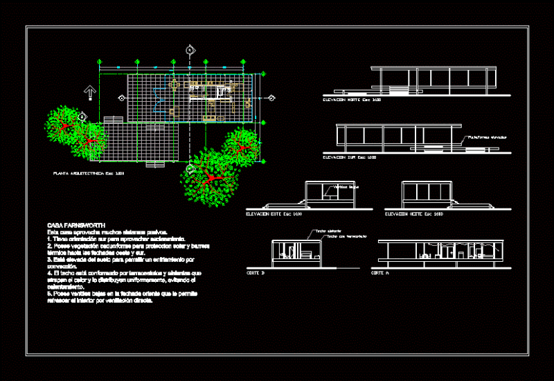 Farnsworth House DWG Block for AutoCAD