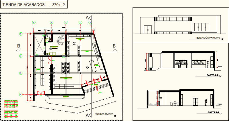 Finishes Store Sale DWG Section for AutoCAD