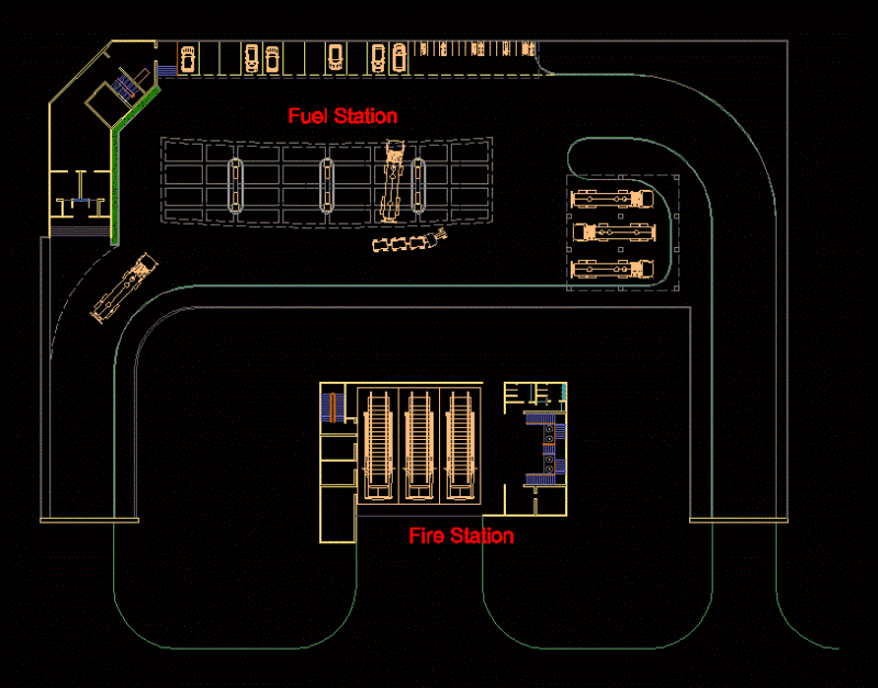 Fire Station DWG Plan for AutoCAD