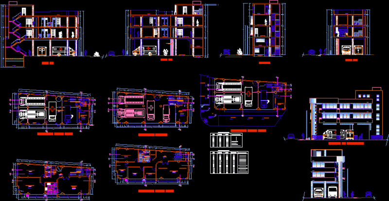 Fire Station DWG Section for AutoCAD