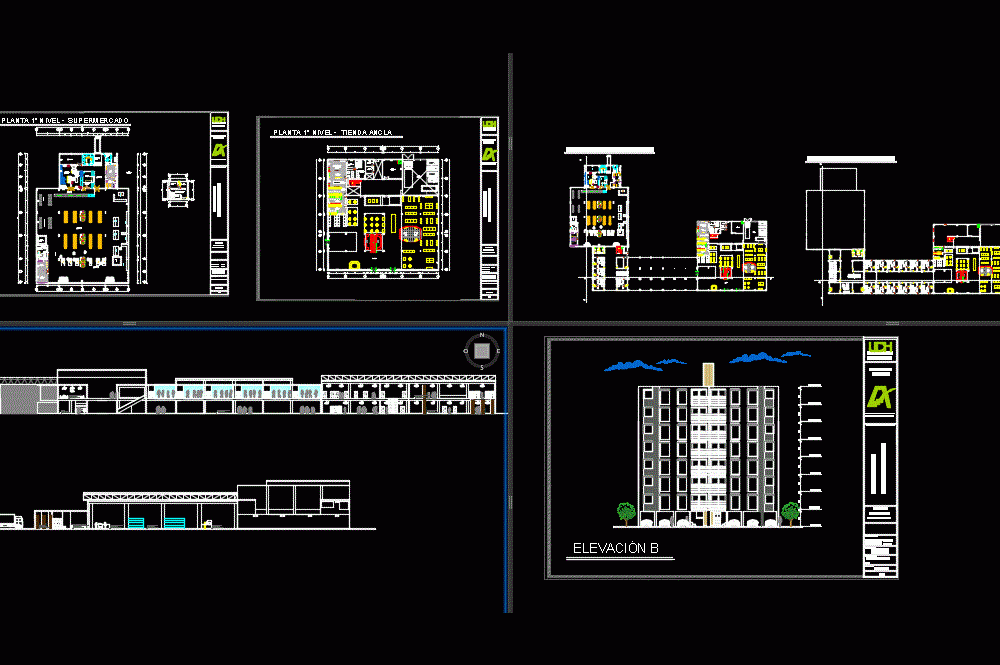 Flat Apartments Shopping Center DWG Plan for AutoCAD 
