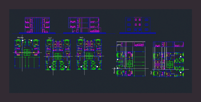 Flat With 3 Levels DWG Block for AutoCAD