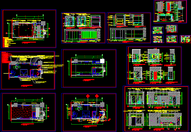 Hotel Room Interior Layout and Construction Detail Sections