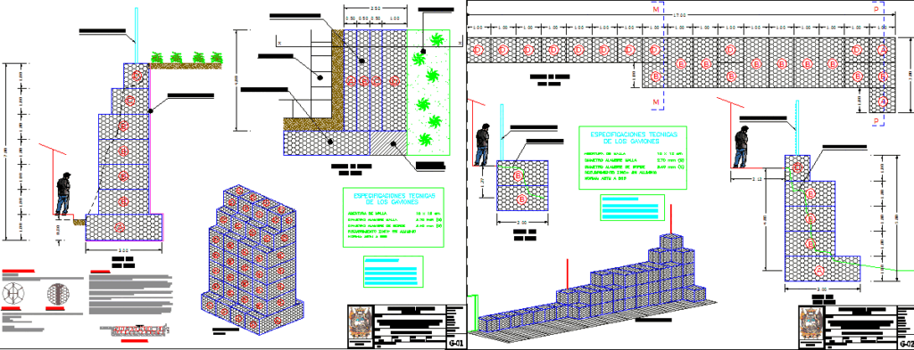 Gabions Protection Design DWG Block for AutoCAD