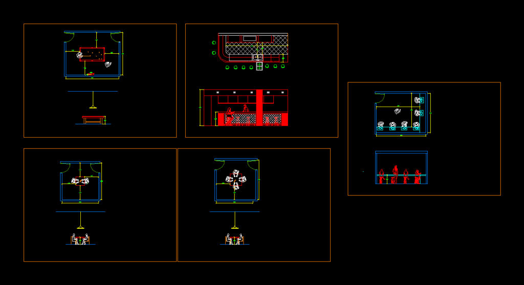 Game Room Detail 2D DWG Design Section for AutoCAD