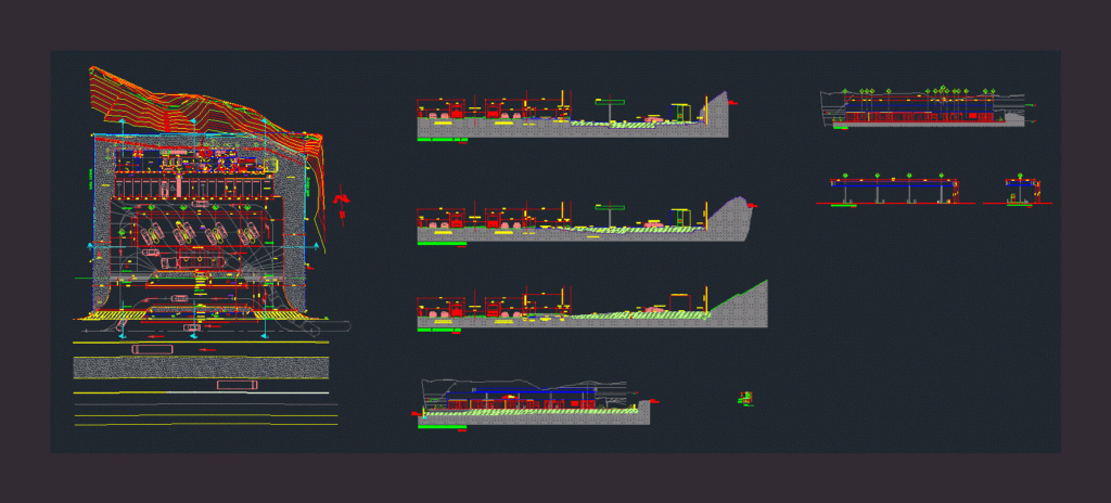 Gas Station DWG Section for AutoCAD