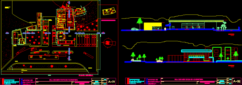 Gas Station In Road DWG Section for AutoCAD