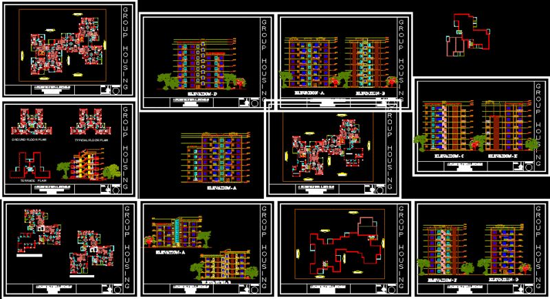 Group Housing DWG Block for AutoCAD