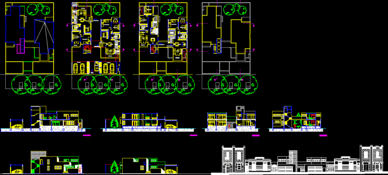 Grouped Housing DWG Section for AutoCAD