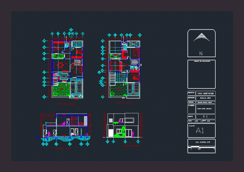 Guest House 2 Levels DWG Block for AutoCAD