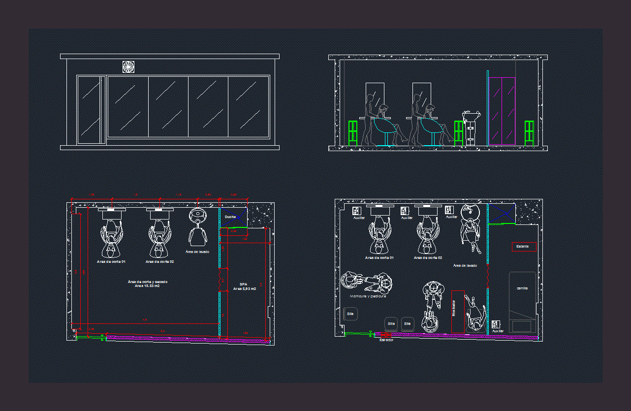 Hairdresser Beauty Salon Dwg Plan For Autocad • Designs Cad