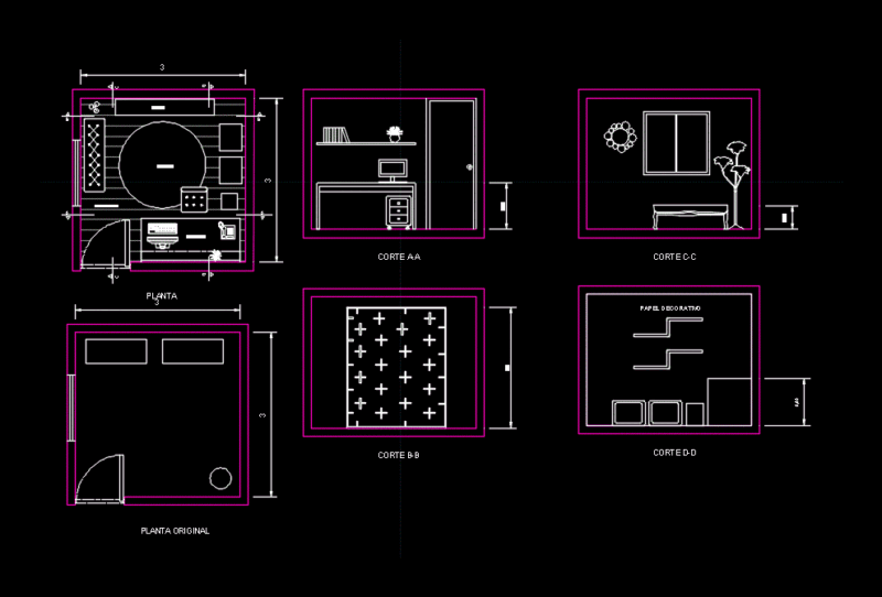 Home Office DWG Block for AutoCAD