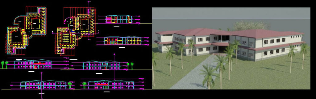 Hostel Plan And Elevation DWG Plan for AutoCAD