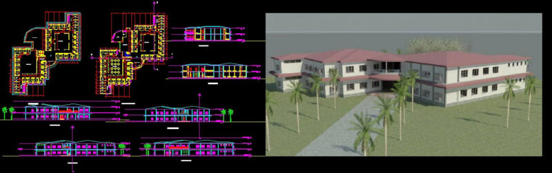 Hostel Plan And Elevation DWG Plan for AutoCAD