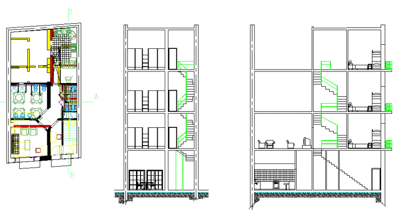 Hostel, Lodging Hotel, Accommodation 2D DWG Plan for AutoCAD