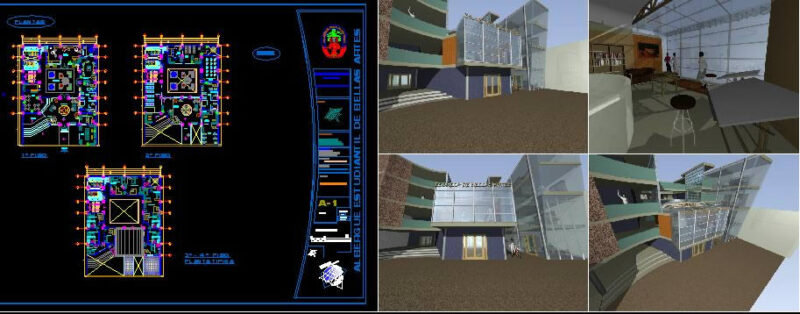 Student Hostel, University Hostel, College Hostel  2D DWG Plan for AutoCAD