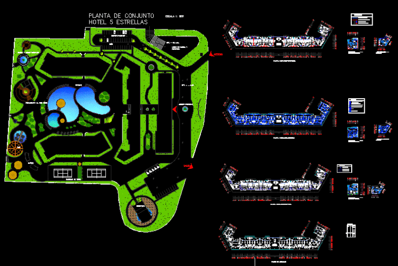 Hotel 5 Stars 2D DWG Design Block for AutoCAD