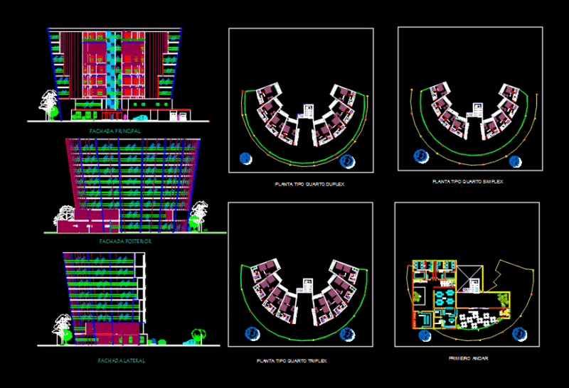 Hotel 8 Levels DWG Plan for AutoCAD