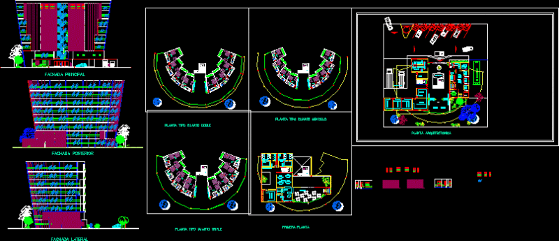 Family Hotel With Parking And Floor Plans 2D DWG Elevation Desing for AutoCAD