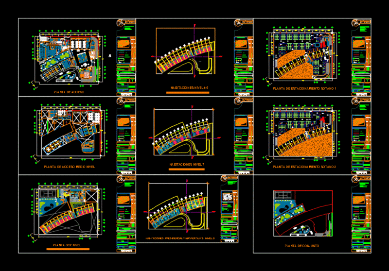 Seven Levels Hotel With Pool And Sports Courts 2D DWG Design Elevation for AutoCAD