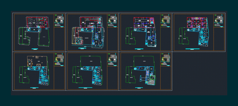 7 Floors Hotel With Pool And Architectural Plans 2D DWG Design Full Project for AutoCAD
