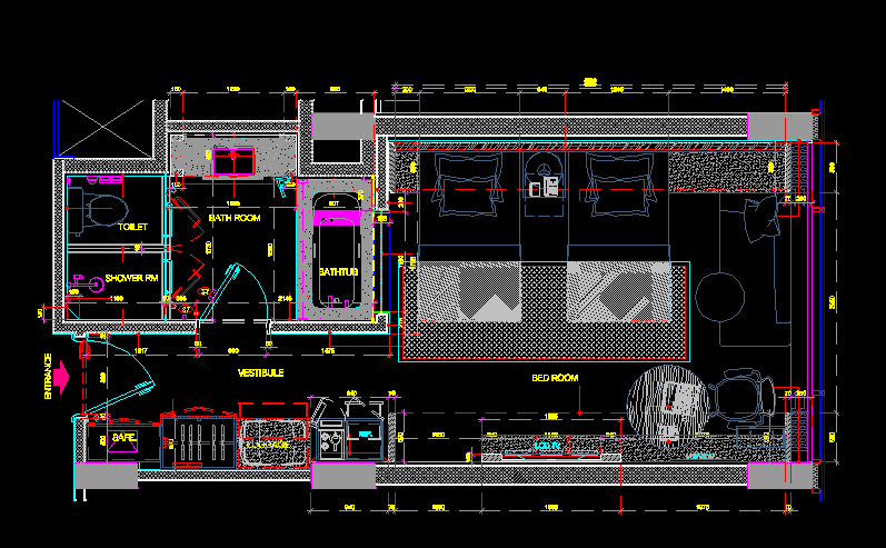 Hotel Room DWG Detail for AutoCAD • Designs CAD electrical plan generator 