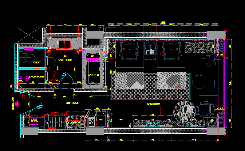 Hotel Room DWG Detail for AutoCAD • Designs CAD