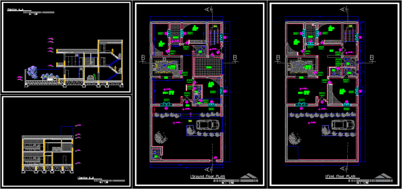 House 2 Floors DWG Block for AutoCAD