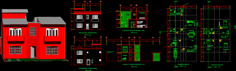 2 Storeys House 2D And 3D DWG Full Project For AutoCAD