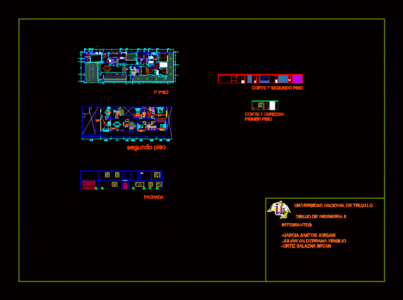 House 2 Levels 2D DWG Block for AutoCAD