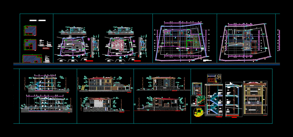 House 2 Levels DWG Block for AutoCAD