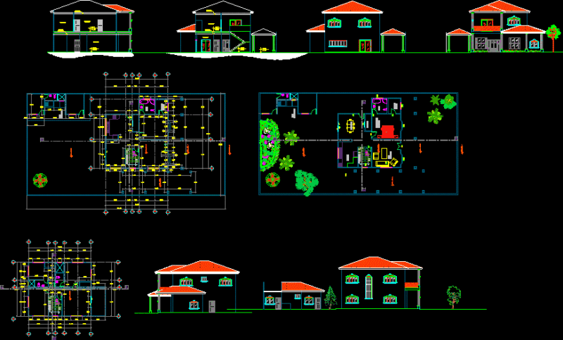 House 2 Levels DWG Detail for AutoCAD