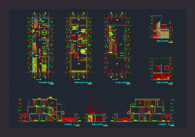 House 3 Floors DWG Section for AutoCAD