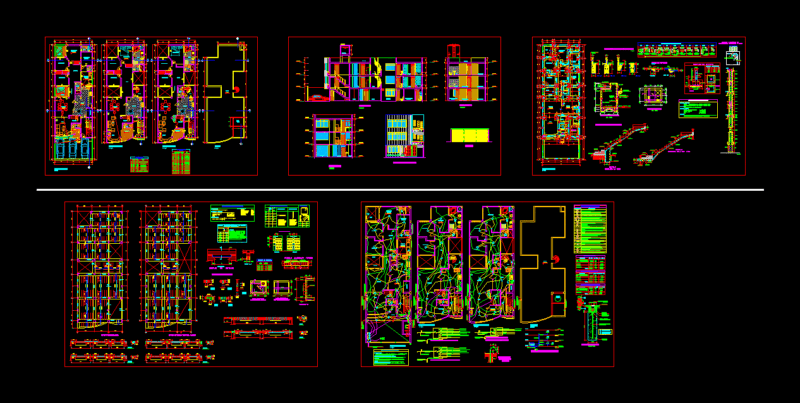 House 3 Levels DWG Plan for AutoCAD