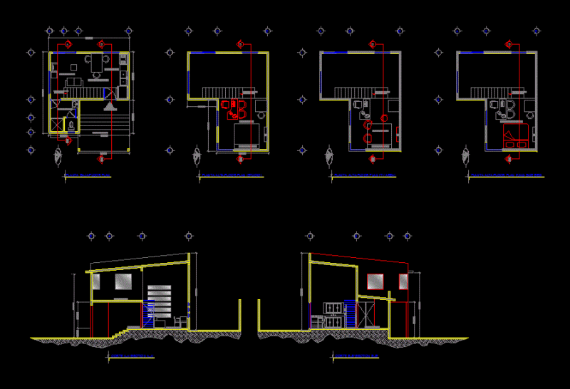 House – 50m2 Studio DWG Block for AutoCAD