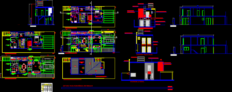 House – Three Bedrooms – DWG Section for AutoCAD
