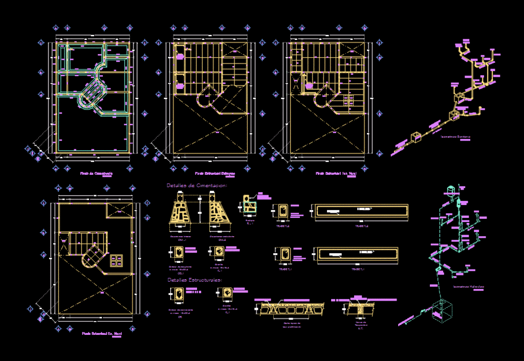 House Bedroom 3 Levels DWG Plan for AutoCAD