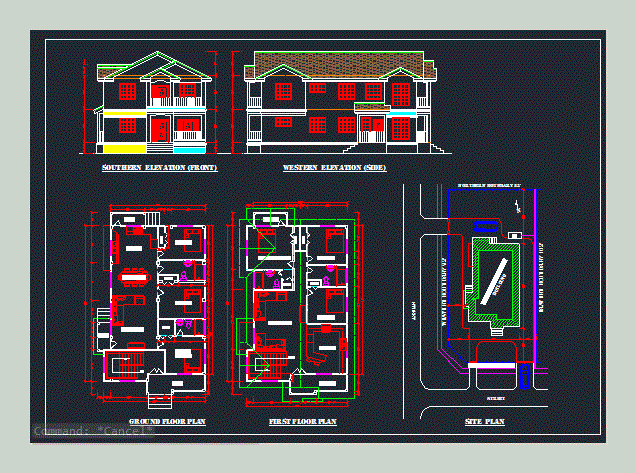 Luxerious Building with Two Apartments 2D DWG Plan for AutoCAD