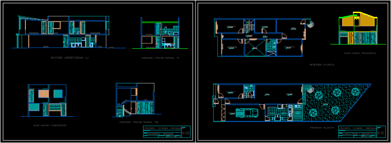 Two-Story Single-Family House Architectural Plans and Sections