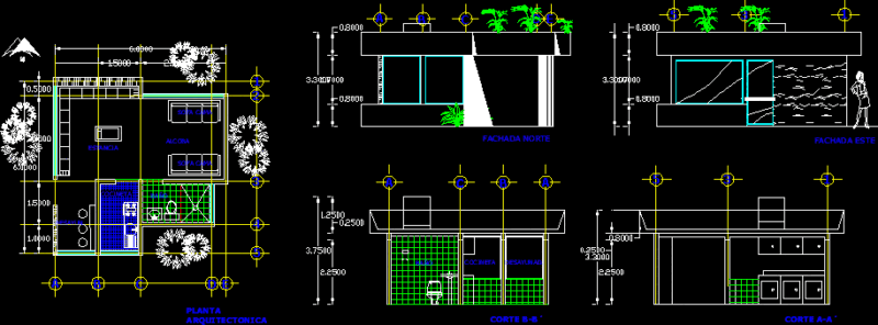 House One Level DWG Block for AutoCAD