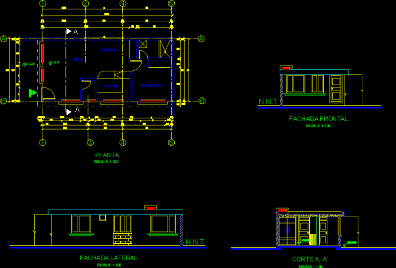 House One Level DWG Plan for AutoCAD