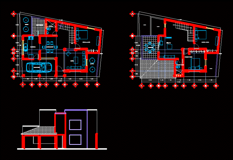 House Room 2 Levels DWG Block for AutoCAD